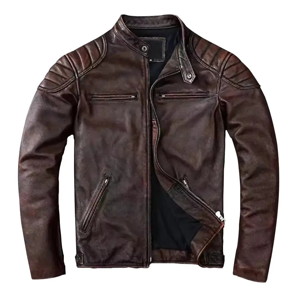 Brown Leather Cafe Racer Jacket For Men Jacket Stores