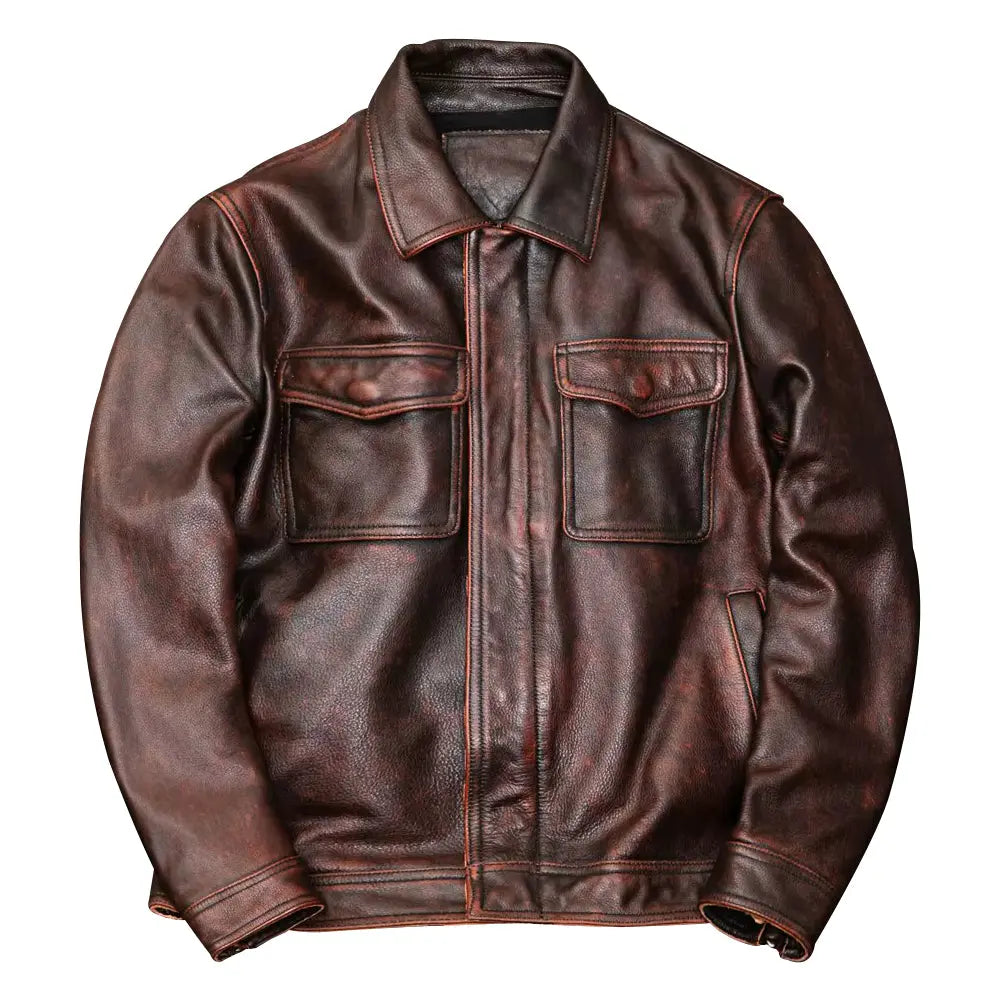 Mens Vintage Brown Distressed Leather Jacket Jacket Stores