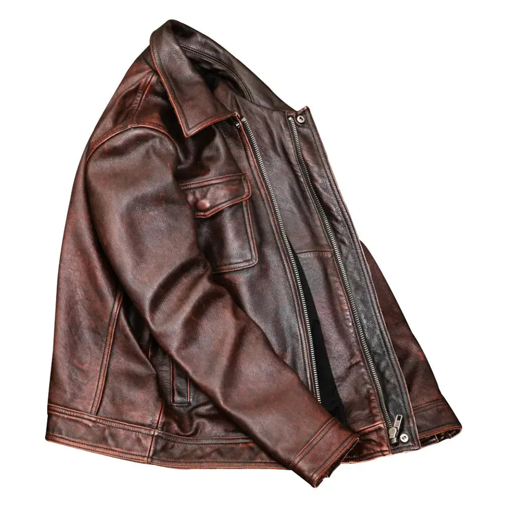 Mens Vintage Brown Distressed Leather Jacket Jacket Stores