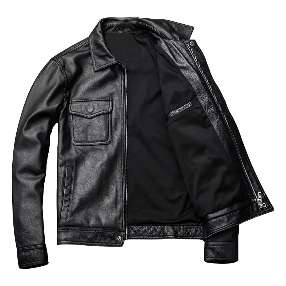 Black Leather Trucker Jacket For Men Jacket Stores
