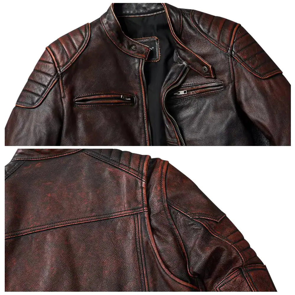Brown Leather Cafe Racer Jacket For Men Jacket Stores