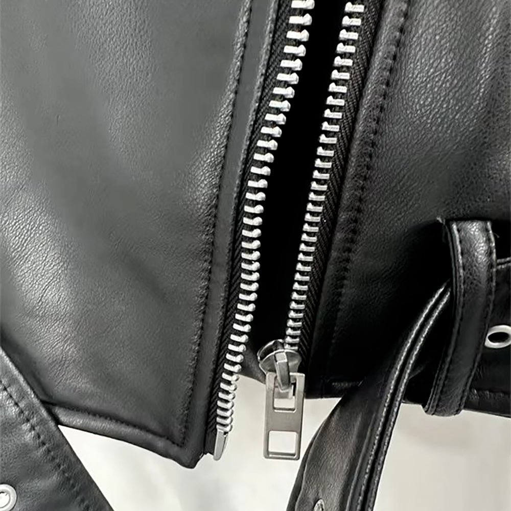 Women Black Vintage Lambskin Leather Moto Jacket Jacket Stores