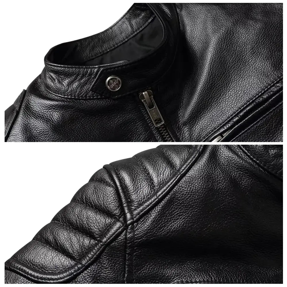 Mens Black Cafe Racer Leather Jacket Jacket Stores
