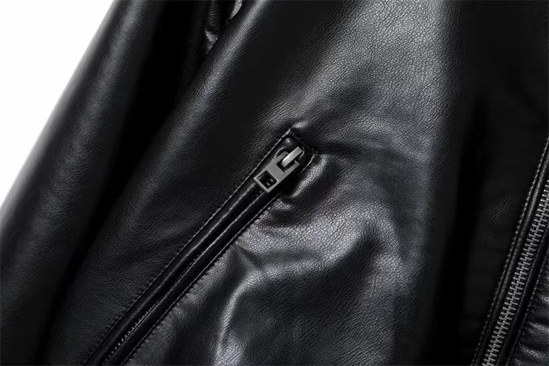 Womens Black Real Leather Bomber Jacket Stand Collar Jacket Stores