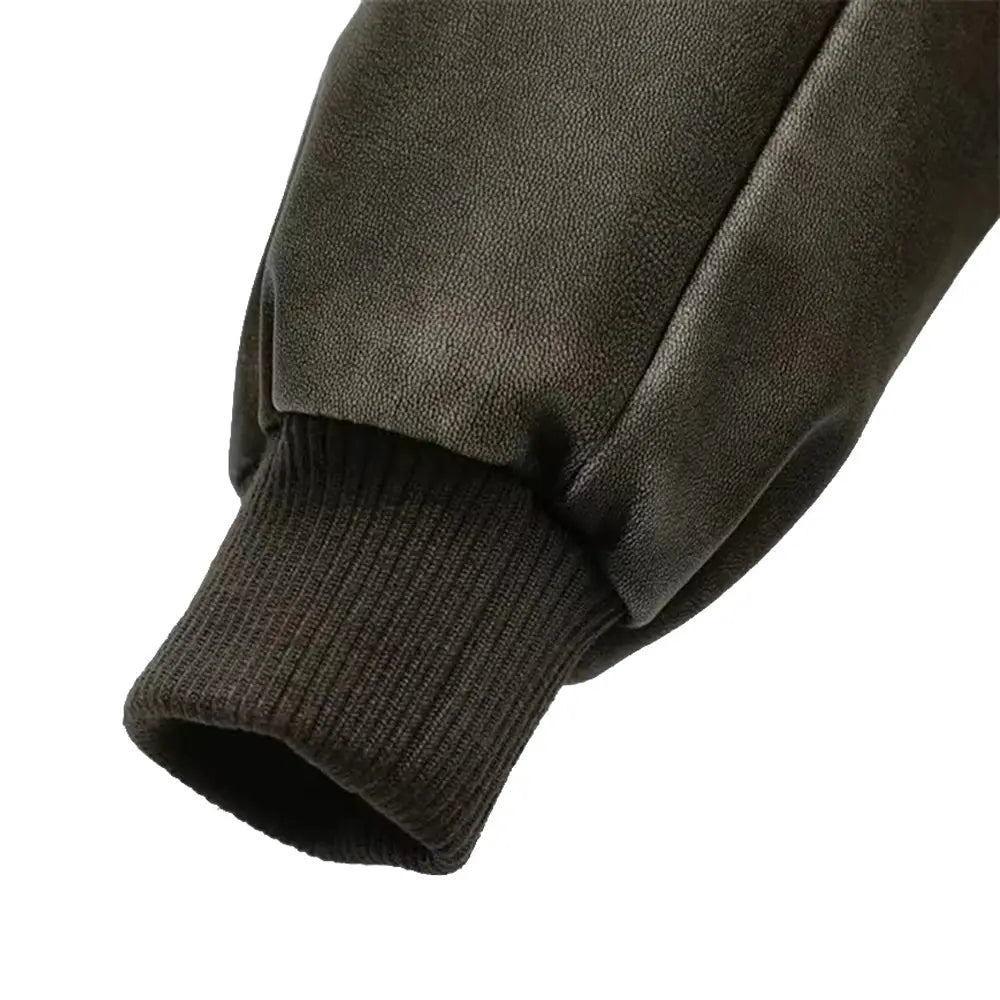 Womens Lambskin Leather Bomber Jacket Stand Collar Jacket Stores