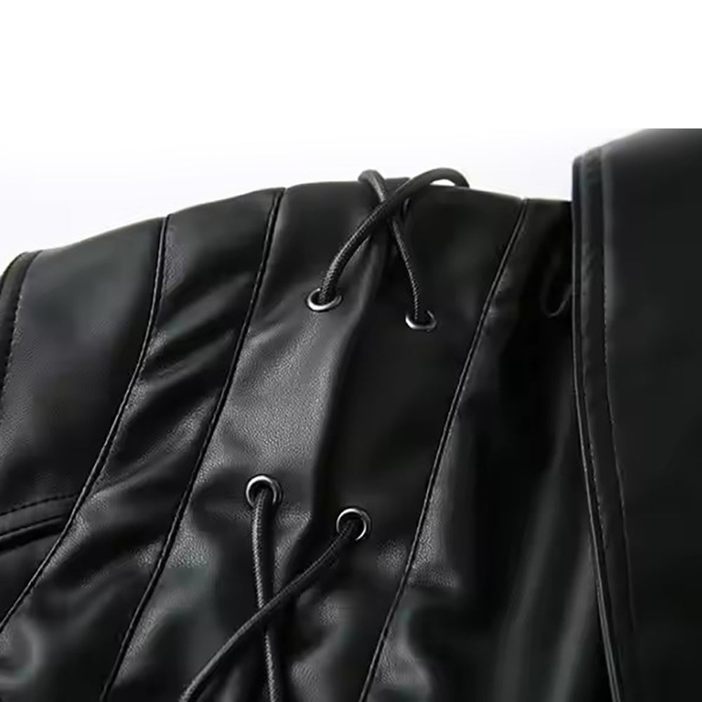 Womens Black Real Leather Jacket With One Button and Belted Waist Jacket Stores