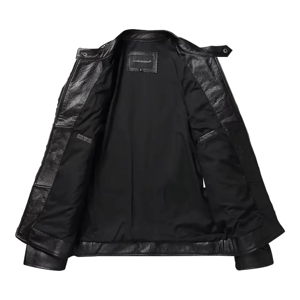 Mens Black Cafe Racer Leather Jacket Jacket Stores