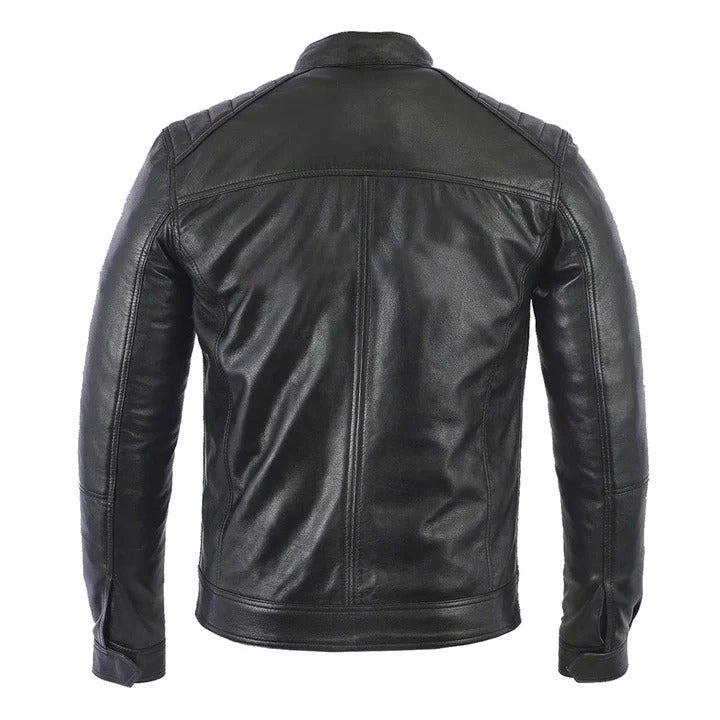 Black Cafe Racer Leather Jacket for man Jacket Stores
