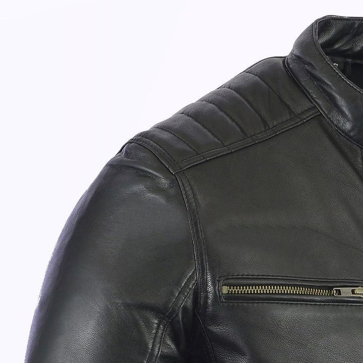 Black Cafe Racer Leather Jacket for man Jacket Stores