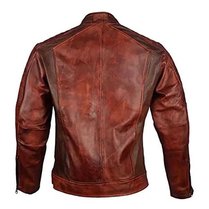 Brown Cafe Racer mens  leather jacket Jacket Stores