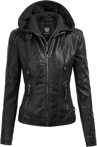 women real lambskin leather with removable hood Jacket Stores