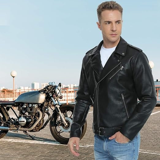 Men’s Black Real Lambskin Leather Motorcycle Jacket – Classic Biker Style Jacket Stores