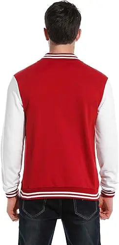 Men’s Red and White Varsity Letterman Jacket – Classic Baseball Bomber Style Jacket Stores