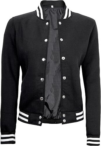 Women’s Black Varsity Baseball Bomber Jacket – Lightweight Casual Letterman Style Jacket Stores