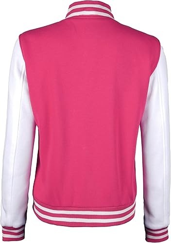 Women’s Pink Varsity Baseball Bomber Jacket – Lightweight Casual Letterman Style Jacket Stores