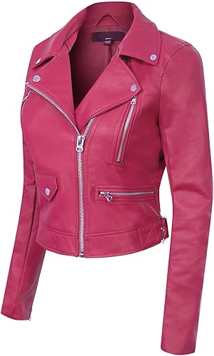 women’s pink leather moto jacket Jacket Stores