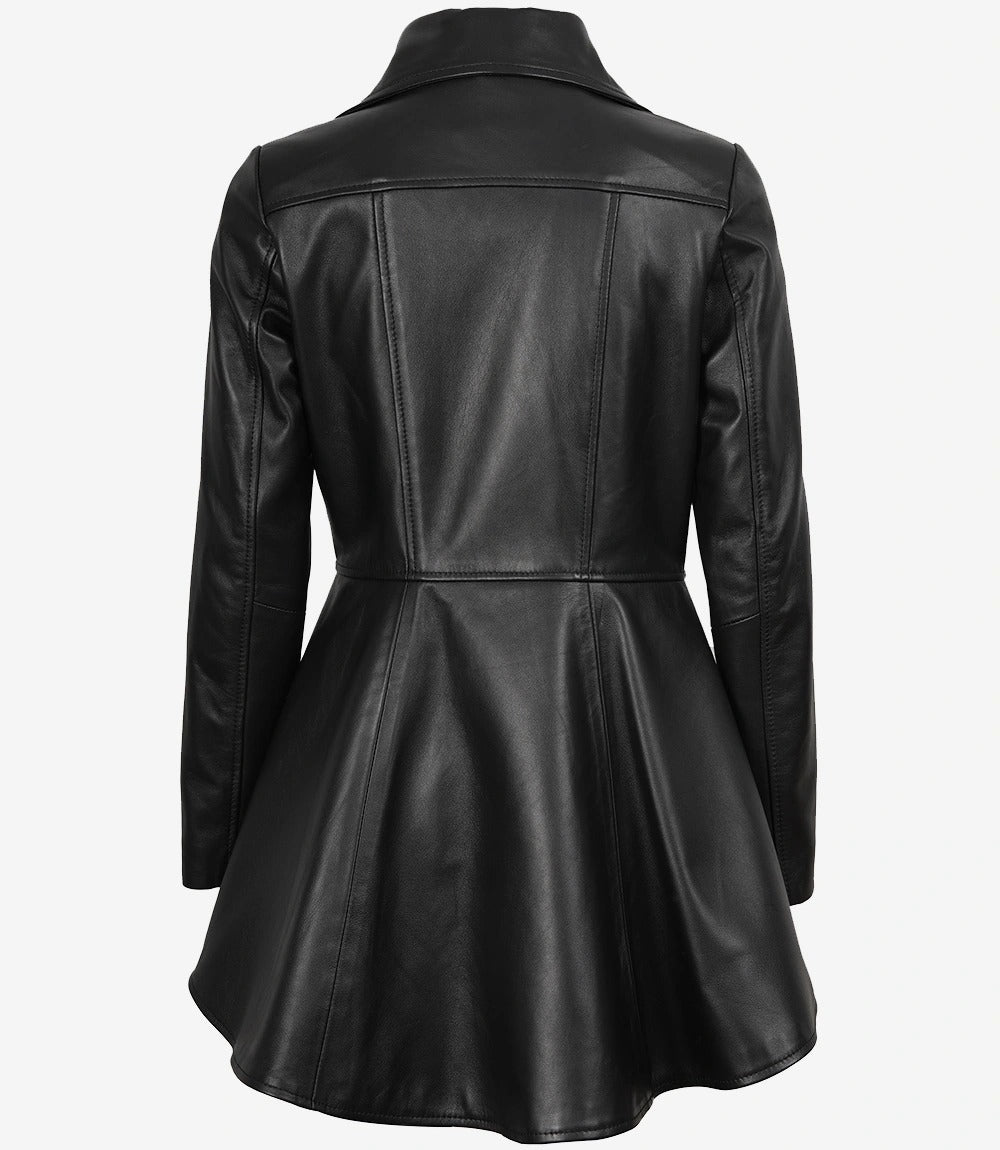 Clarisse women peplum black leather jacket Jacket Stores