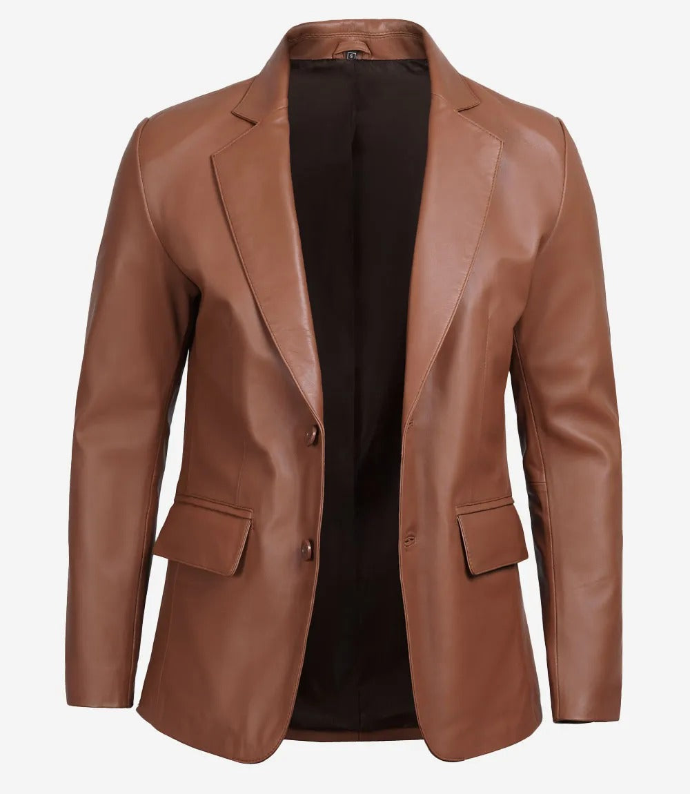 Mens Two Button Real Leather Blazer Jacket Stores
