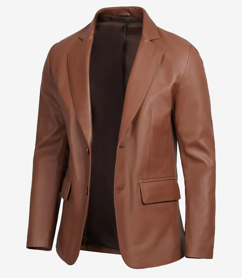 Mens Two Button Real Leather Blazer Jacket Stores