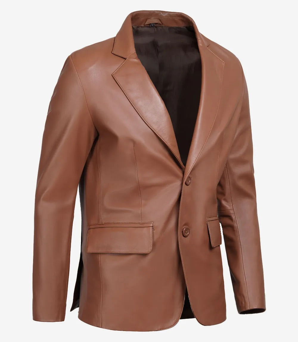 Mens Two Button Real Leather Blazer Jacket Stores