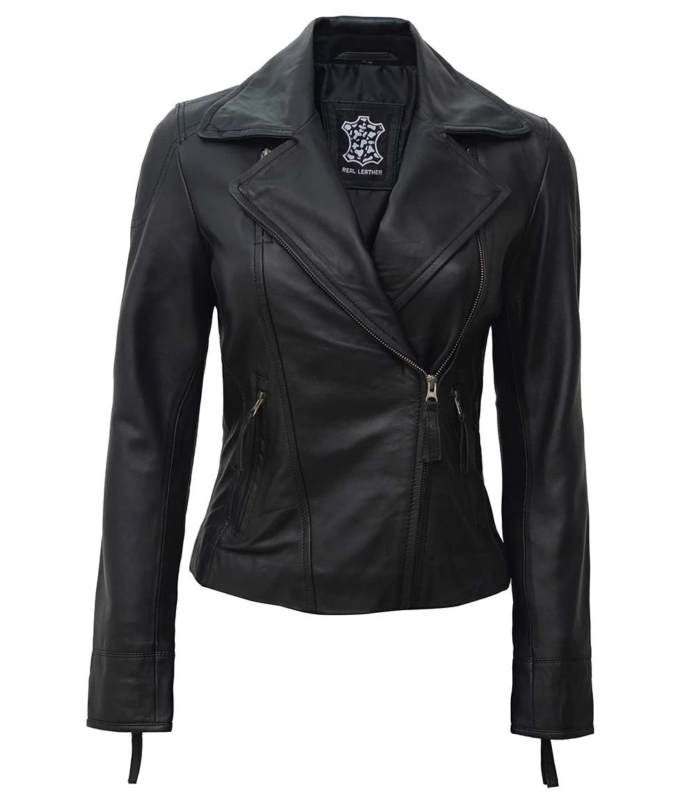 Asymmetrical Women's leather motorcycle jacket Jacket Stores