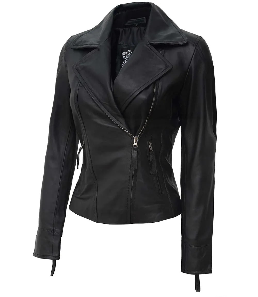 Asymmetrical Women's leather motorcycle jacket Jacket Stores