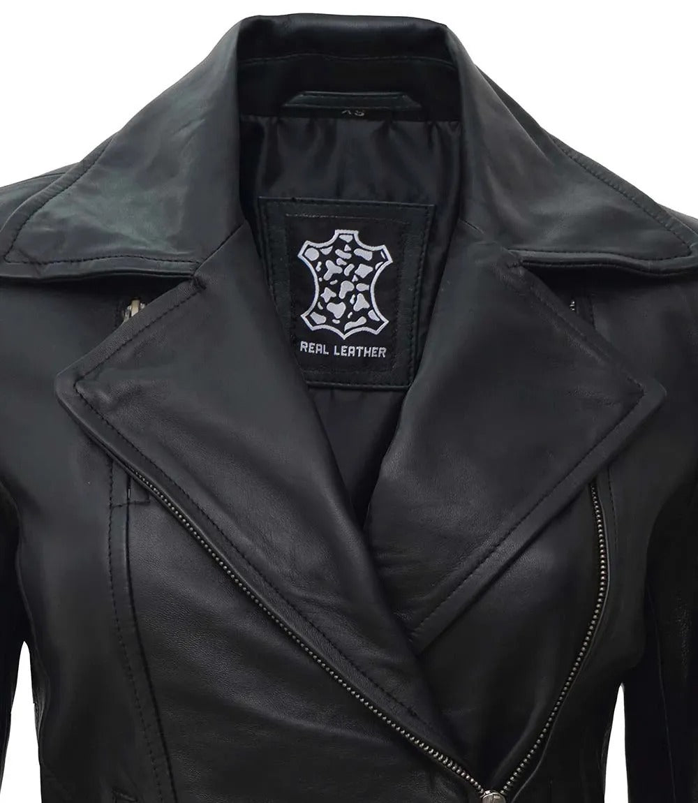 Asymmetrical Women's leather motorcycle jacket Jacket Stores