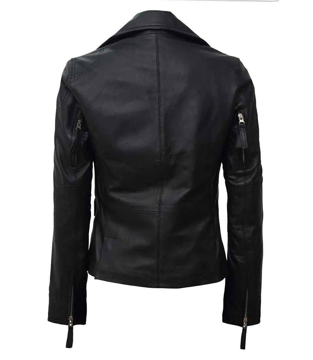 Asymmetrical Women's leather motorcycle jacket Jacket Stores