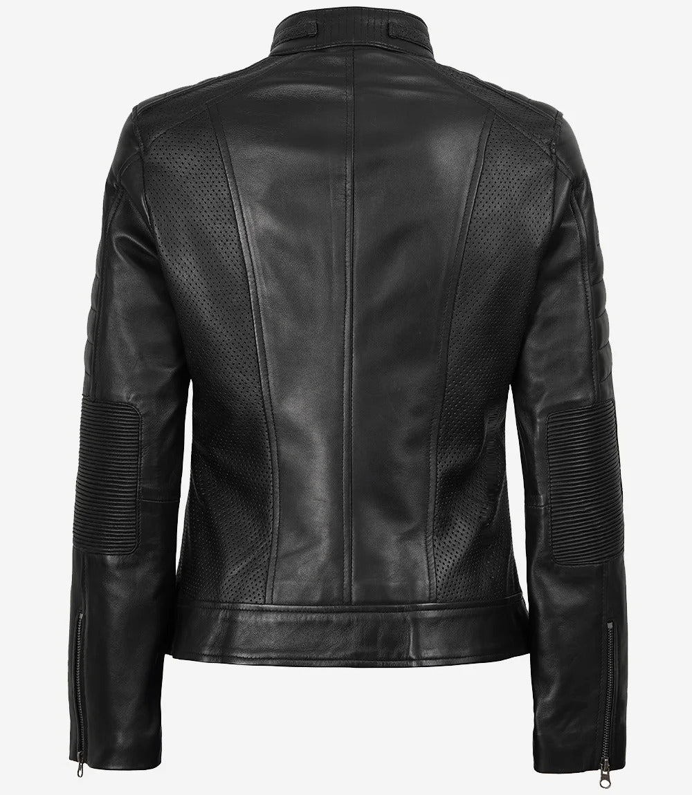 Women's Black Classic Biker Style Leather Jacket Jacket Stores