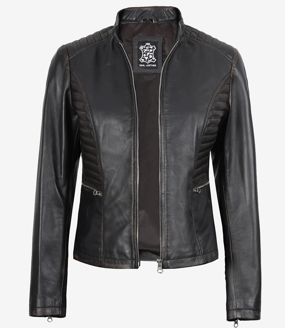 women's black real leather Lambskin motorcycle jacket Jacket Stores
