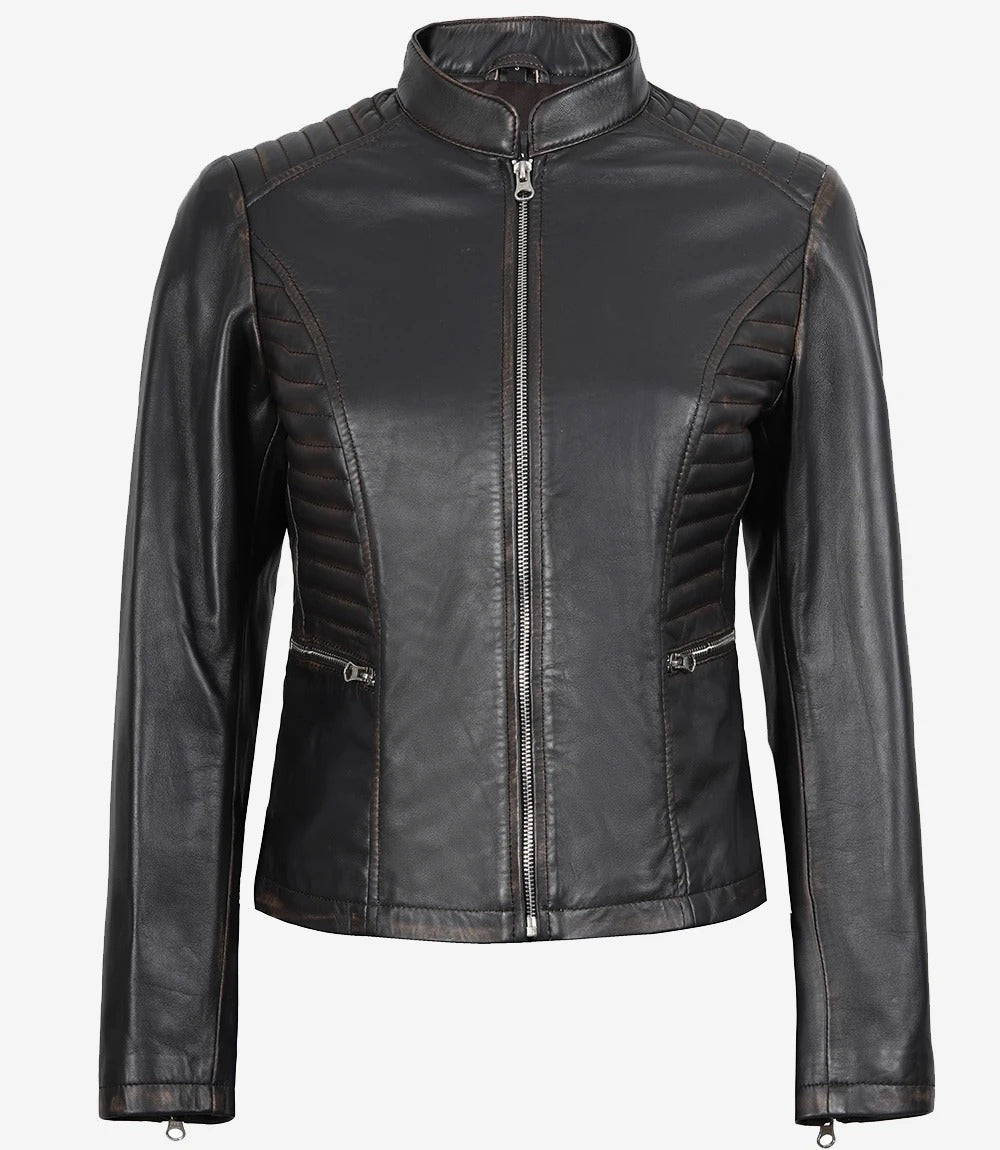women's black real leather Lambskin motorcycle jacket Jacket Stores