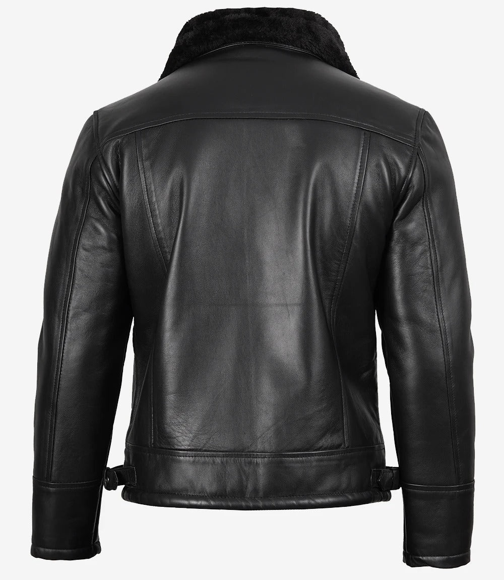 Men's Bomber Black Shearling Leather Jacket Jacket Stores