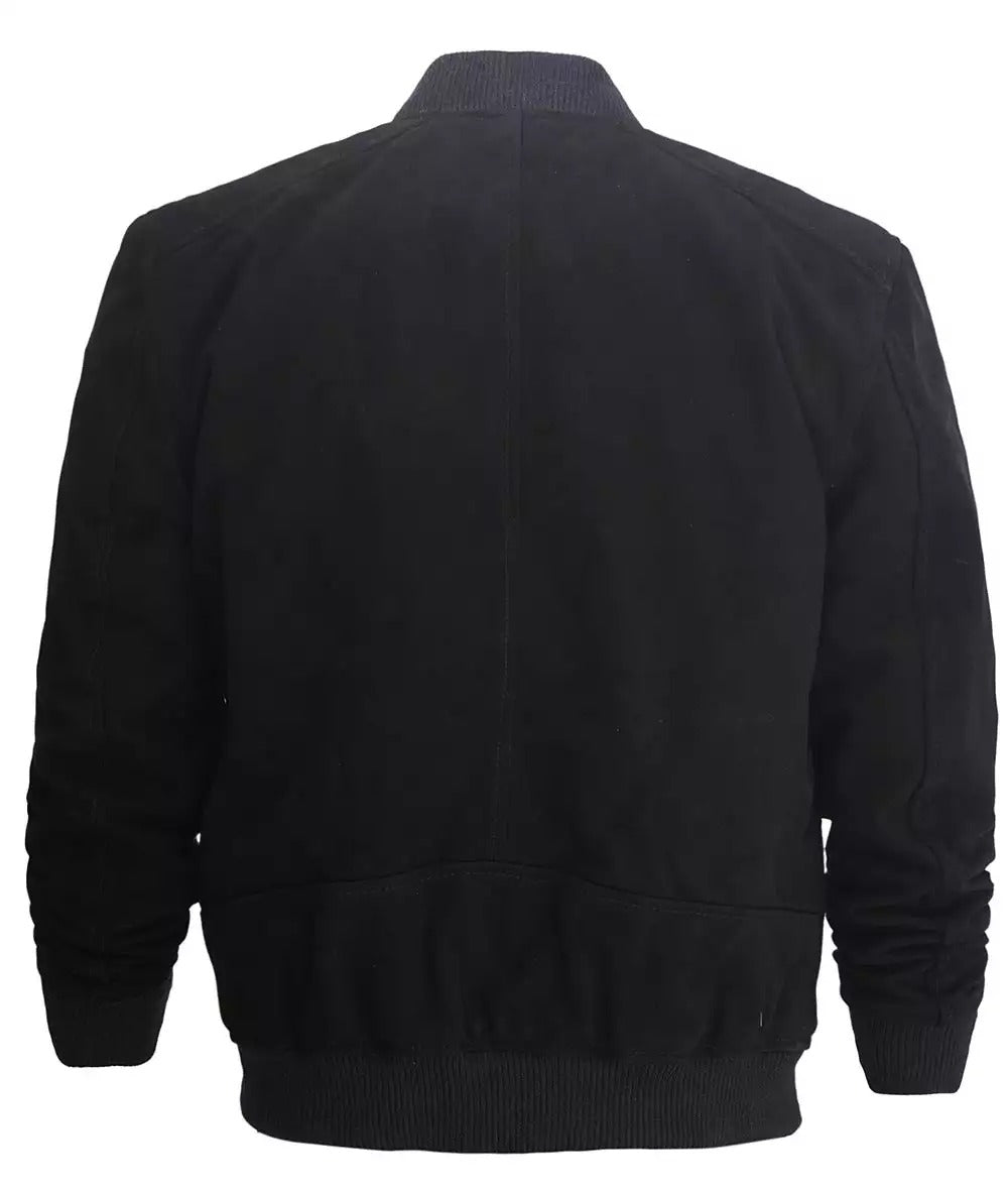 Men's Black Suede Bomber Jacket Jacket Stores