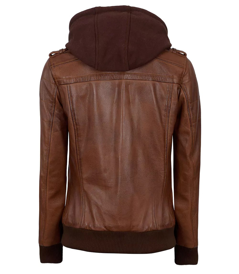 Womens Leather Bomber Jacket With Removable Hood Jacket Stores