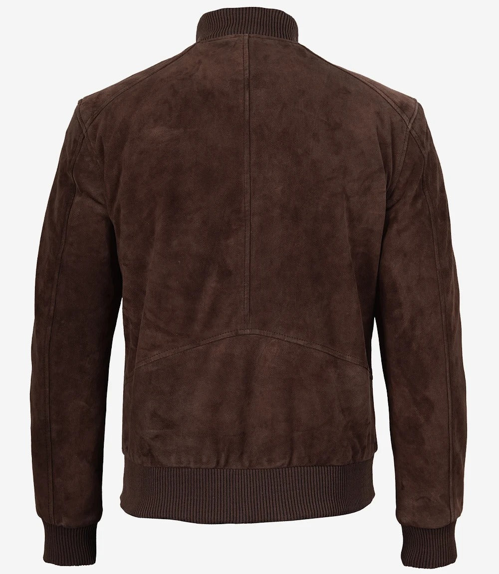 Men's Dark Brown Suede Bomber leather Jacket Jacket Stores