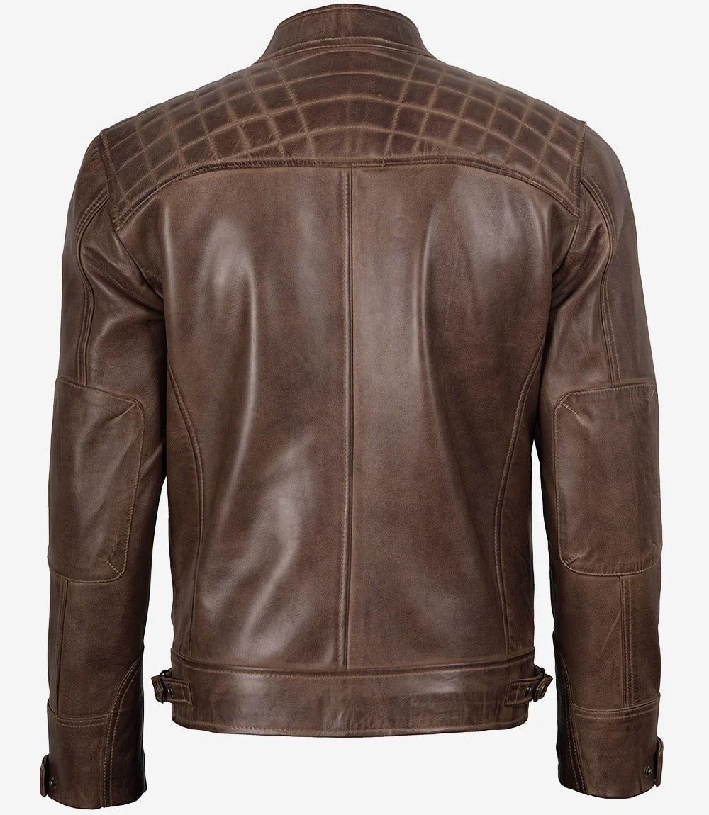 Men's Chocolate Brown Biker Style Leather Jacket Jacket Stores
