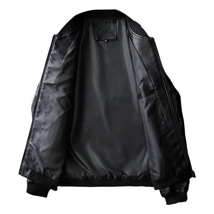 men Black Leather Bomber Jacket Jacket Stores