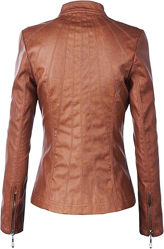 moto women brown Café Racer real lambskin leather jacket Jacket Stores