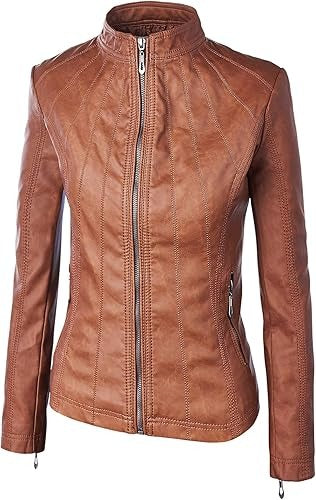 moto women brown Café Racer real lambskin leather jacket Jacket Stores