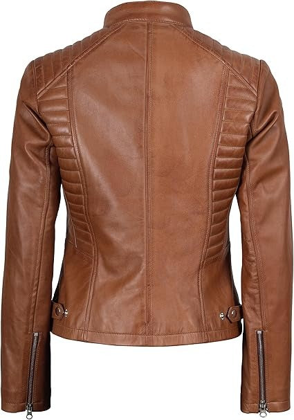 women's brown real leather Lambskin motorcycle jacket Jacket Stores