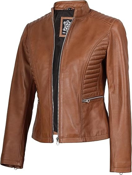 women's brown real leather Lambskin motorcycle jacket Jacket Stores