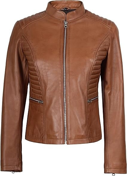 women's brown real leather Lambskin motorcycle jacket Jacket Stores